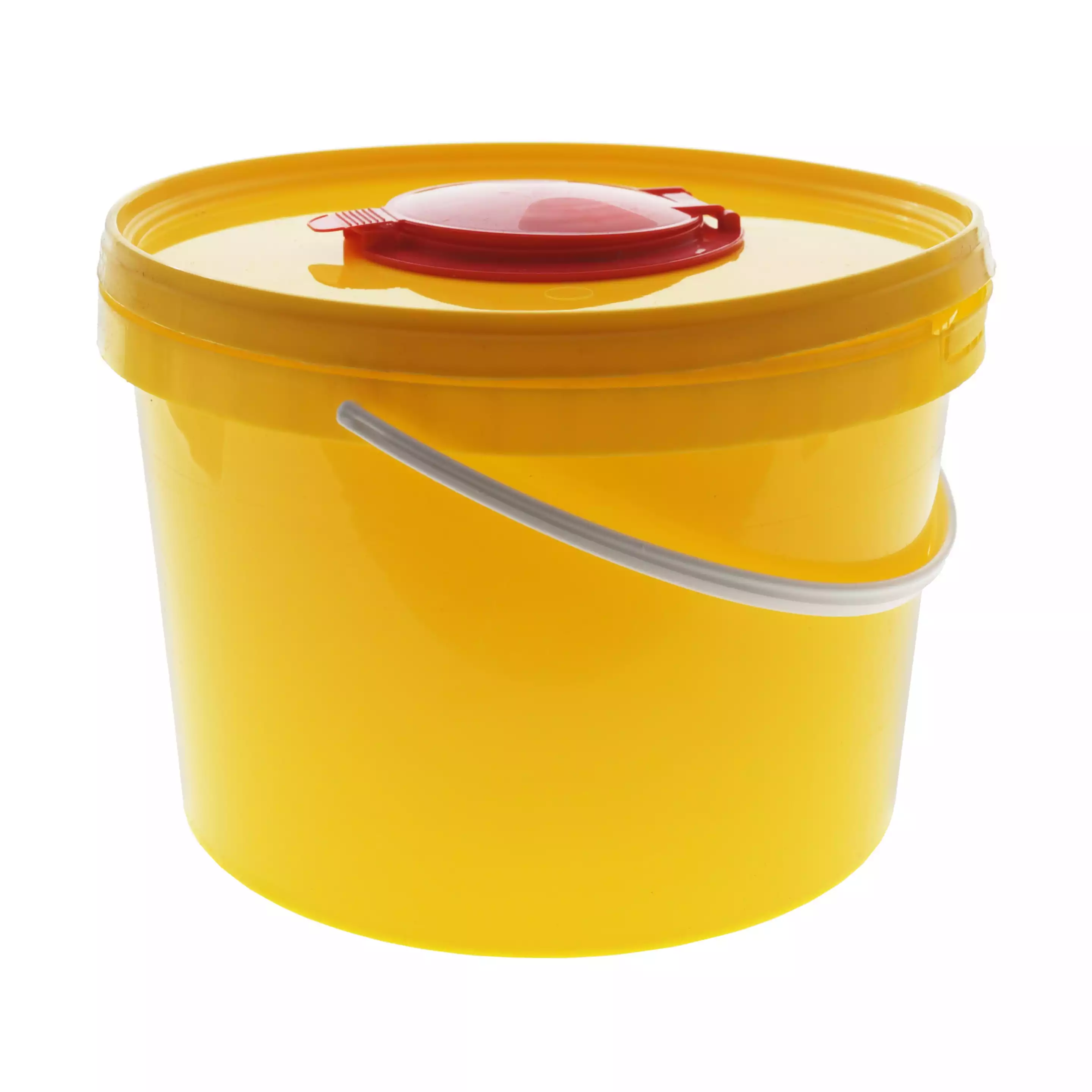 Емкость-контейнер для сбора острого инструментария (с иглосъемником), объем 3,0л (класс Б), размер 175*196*140мм, желтая, одноразовая