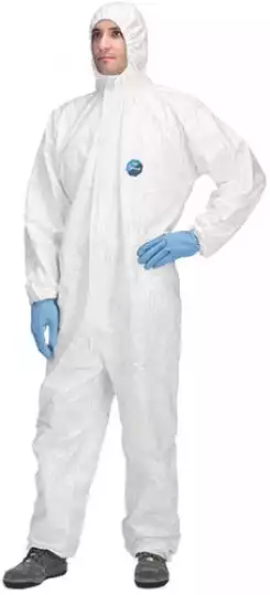 Комбинезон защитный Тайвек Классик, материал - нетканый паропроницаемый материал на базе полиэтиленовых волокон, плотность 41г/кв.м, цвет белый, размер XL