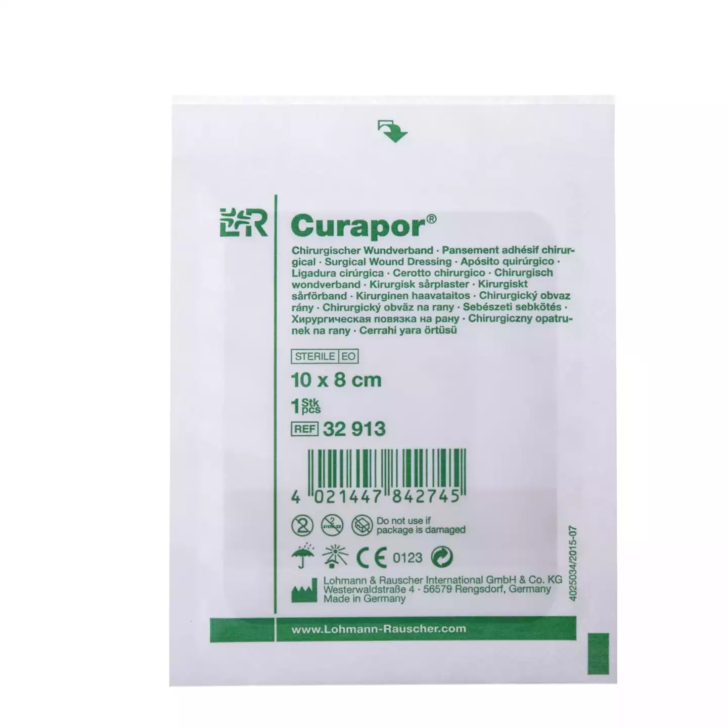 Повязка Курапор нетканная, абсорбирующая для поверхностных ран, размер 8*10см, стерильная