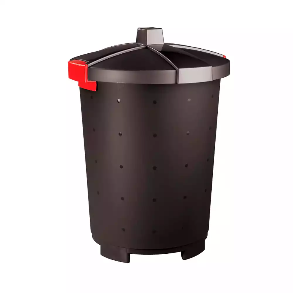 Бак 45,0л ТМ-03 для сбора, хранения и перезвозки медицинских отходов (класс Б), с крышкой и креплением, цвет черный, этикетка желтая, многоразовый