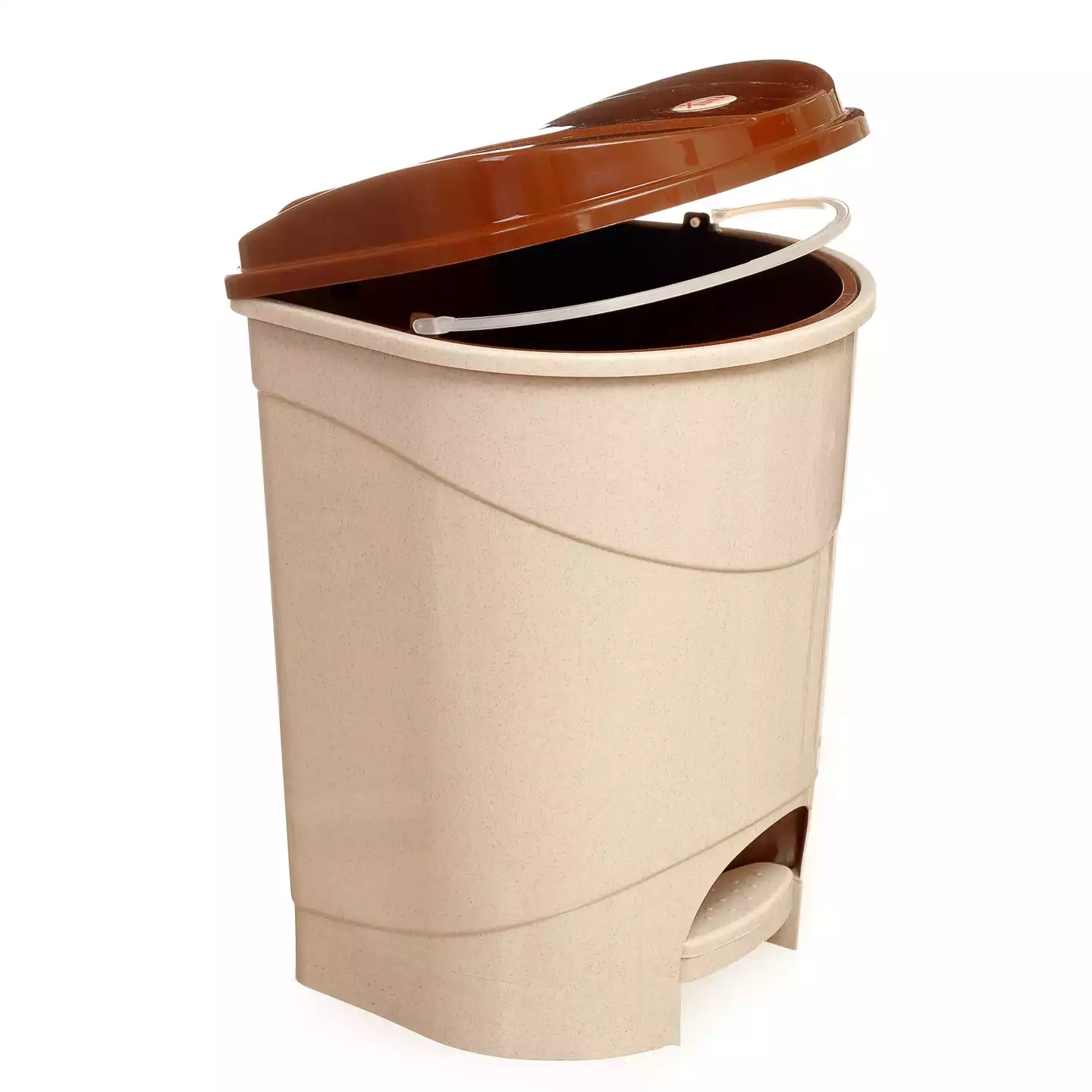 Бак с педалью 19л пластиковая, бежевый мрамор