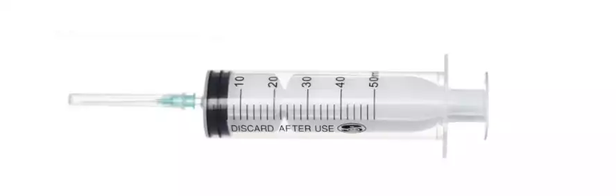 Шприц 50,0 мл 3-х компонентный, c надетой иглой 18G (1,2х38 мм)