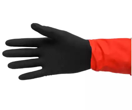 Перчатки хозяйственные высокопрочные БИКОЛОР ЛЮКС черно-красные, р. M