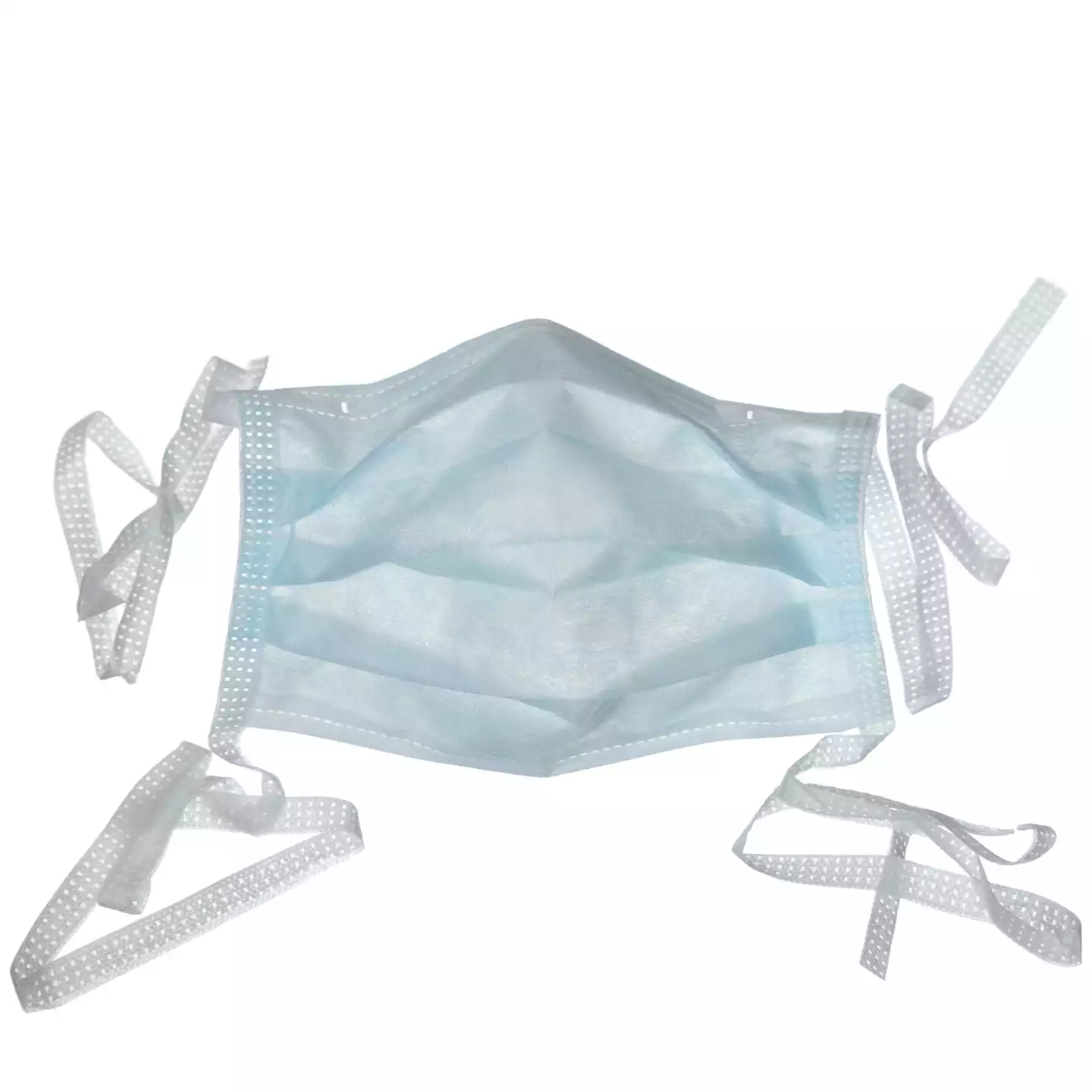 Маска 3-х слойная, с носовым фиксатором 10см, на завязках, нестерильная, голубая